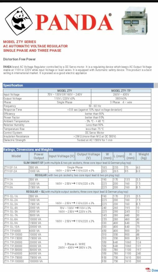 MODEL ZTY SERIES AC AUTOMATIC VOLTAGE REGULATOR SINGLE PHASE AND THREE by Surriya Farooq