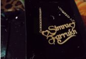 24 Karot Gold Platted Name Pendants by Mahnoor Mughal