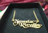 24 Karot Gold Platted Name Pendants by Mahnoor Mughal