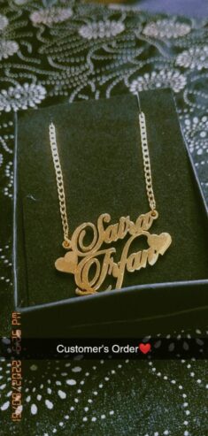 24 Karot Gold Platted Name Pendants by Mahnoor Mughal