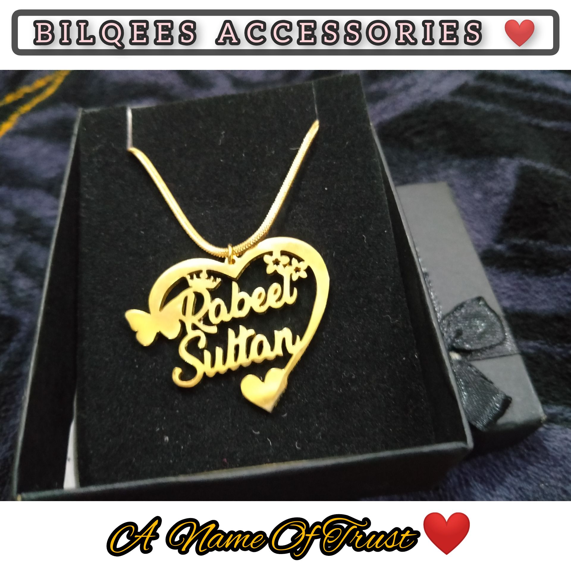 24 Karot Gold Platted Name Pendants by Mahnoor Mughal