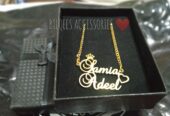 24 Karot Gold Platted Name Pendants by Mahnoor Mughal