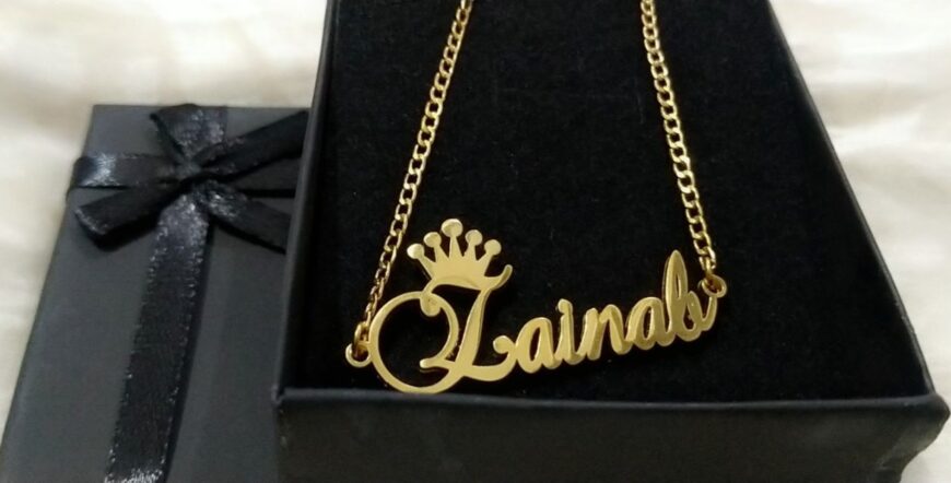 24 Karot Gold Platted Name Pendants by Mahnoor Mughal