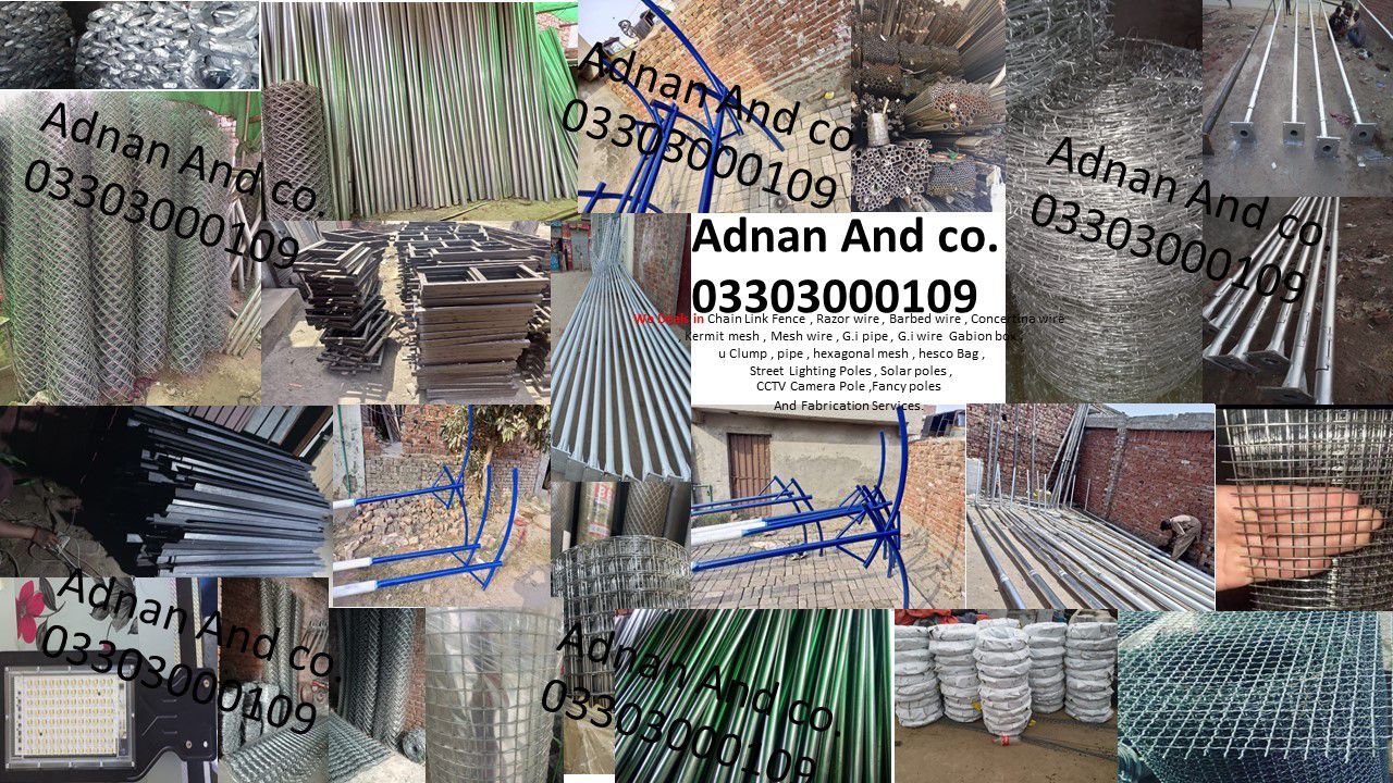 Chain link fence Razor wire barbed wire mesh wire gi pipe street Light by Adnan And company