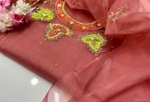 Women’s unstitch suits organza by Naseem Malik