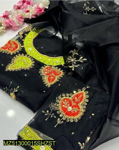 Women’s unstitch suits organza by Naseem Malik