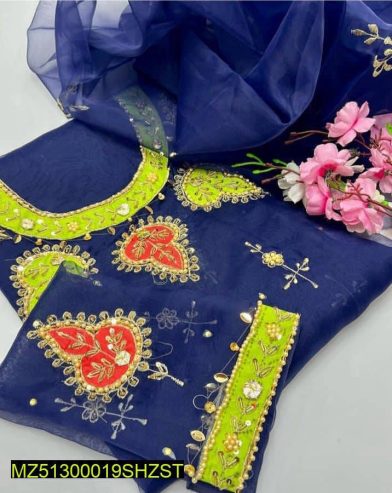 Women’s unstitch suits organza by Naseem Malik