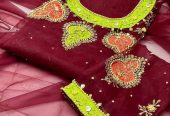 Women’s unstitch suits organza by Naseem Malik