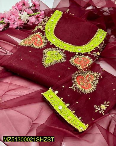 Women’s unstitch suits organza by Naseem Malik