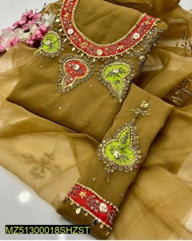 Women’s unstitch suits organza by Naseem Malik