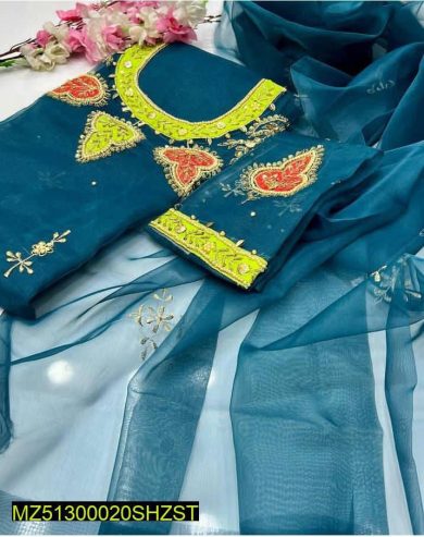 Women’s unstitch suits organza by Naseem Malik