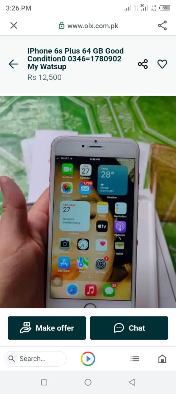 IPhone 6s plus 64GB good condition all ok03461780902 my watsup by Noman Dk