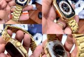 GT 9 ULTRA Golden Smart watch with apple logo startup and always on 24 by Abdullah Tahir
