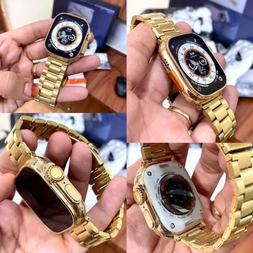 GT 9 ULTRA Golden Smart watch with apple logo startup and always on 24 by Abdullah Tahir