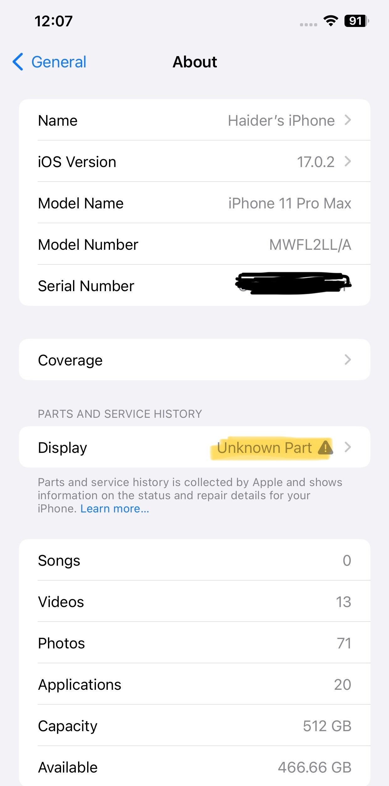 Iphone 11 pro max 512 GB Changed Display orginal by Haider Sn