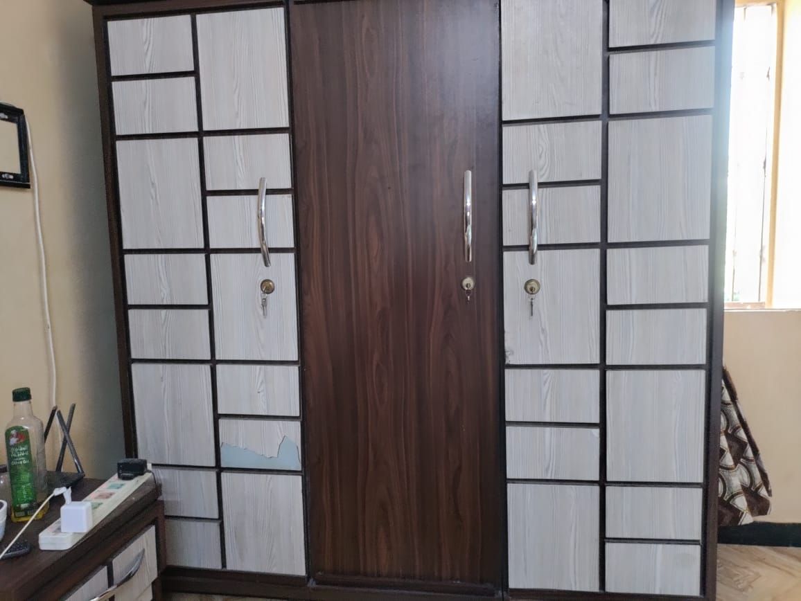 Wooden bed with mattress 3door cuburt 2side table by Hamdani Vlogs