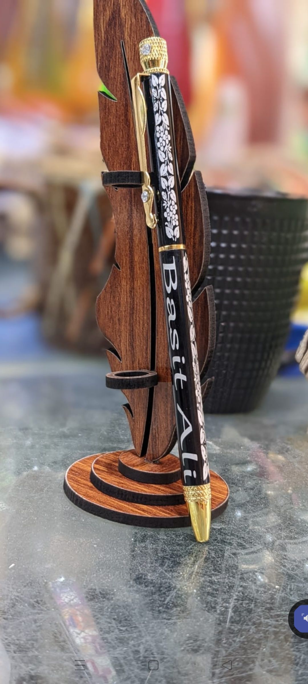 Wooden Pen and Bol Point Stand by Sadaat Accessories