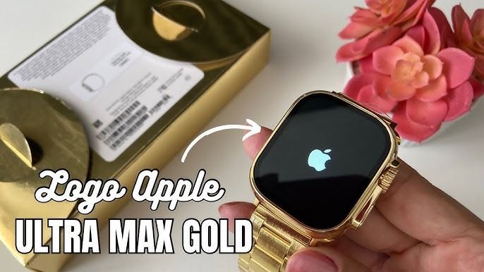 GT 9 ULTRA Golden Smart watch with apple logo startup and always on 24 by Abdullah Tahir