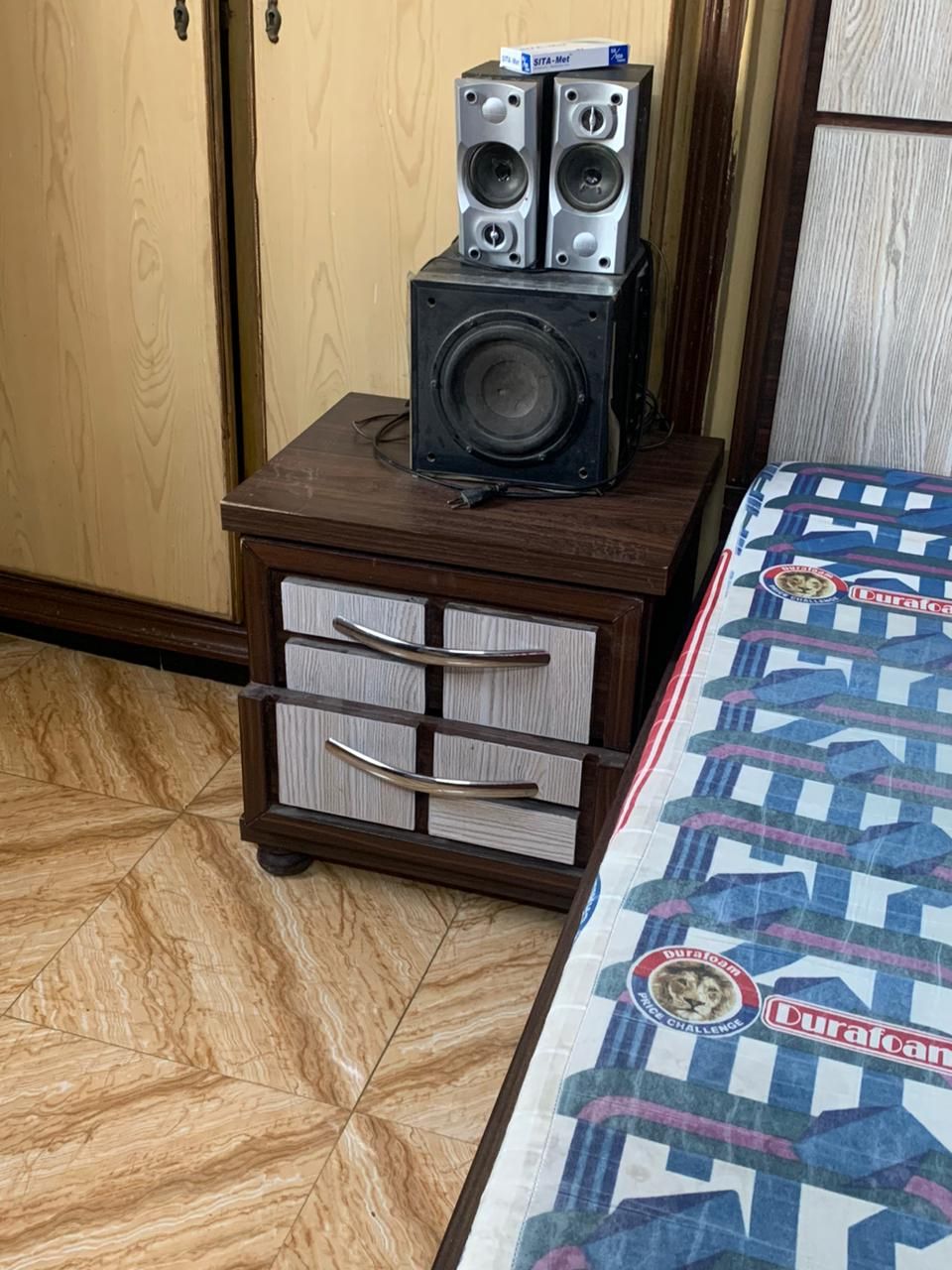 Wooden bed with mattress 3door cuburt 2side table by Hamdani Vlogs