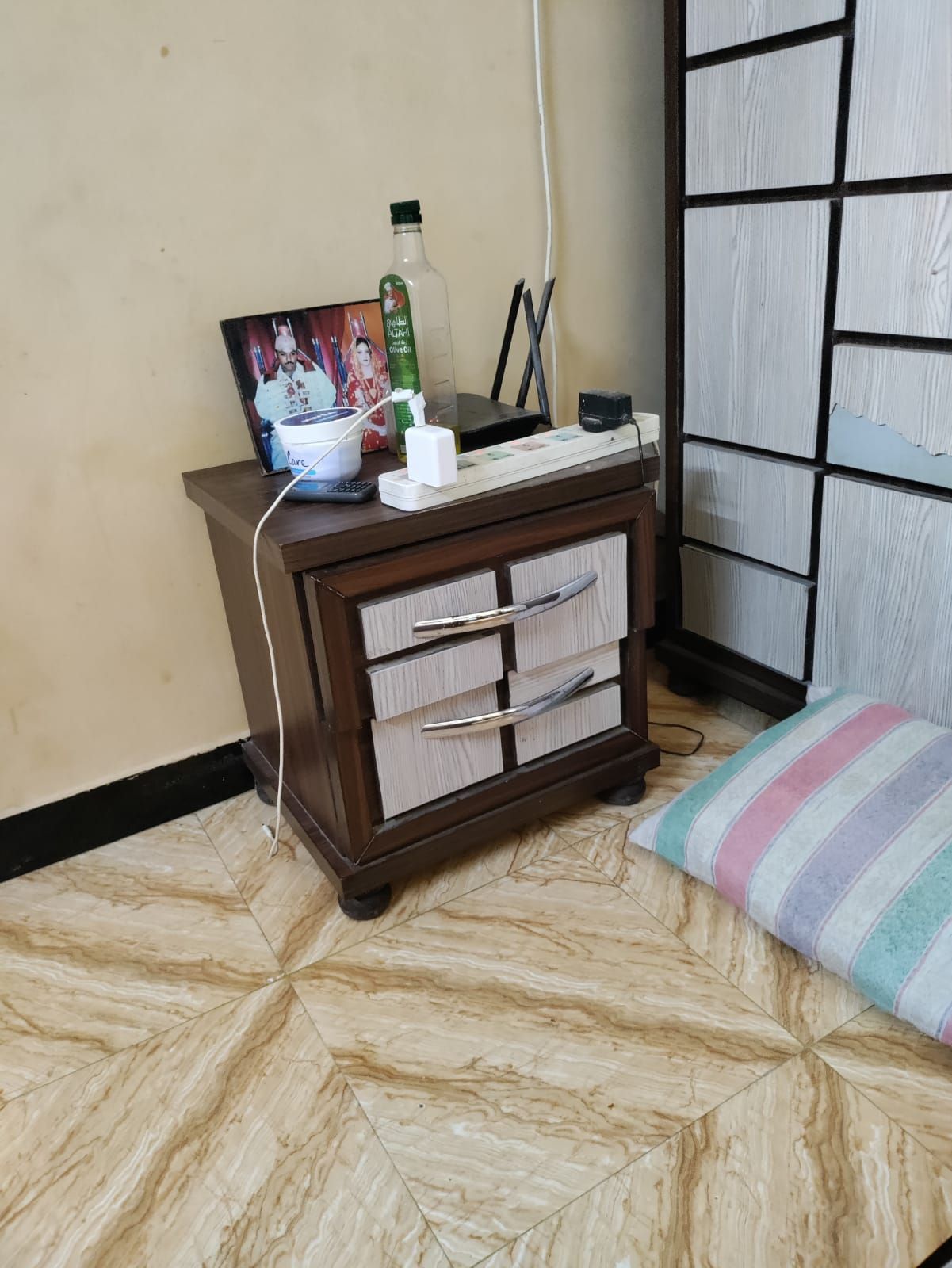 Wooden bed with mattress 3door cuburt 2side table by Hamdani Vlogs