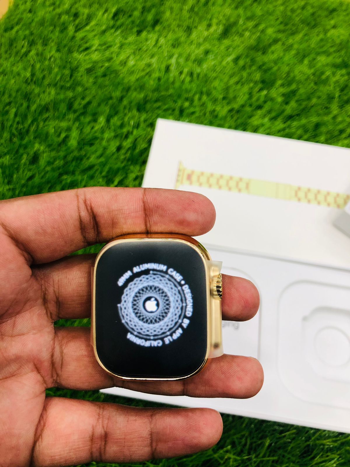 GT 9 ULTRA Golden Smart watch with apple logo startup and always on 24 by Abdullah Tahir