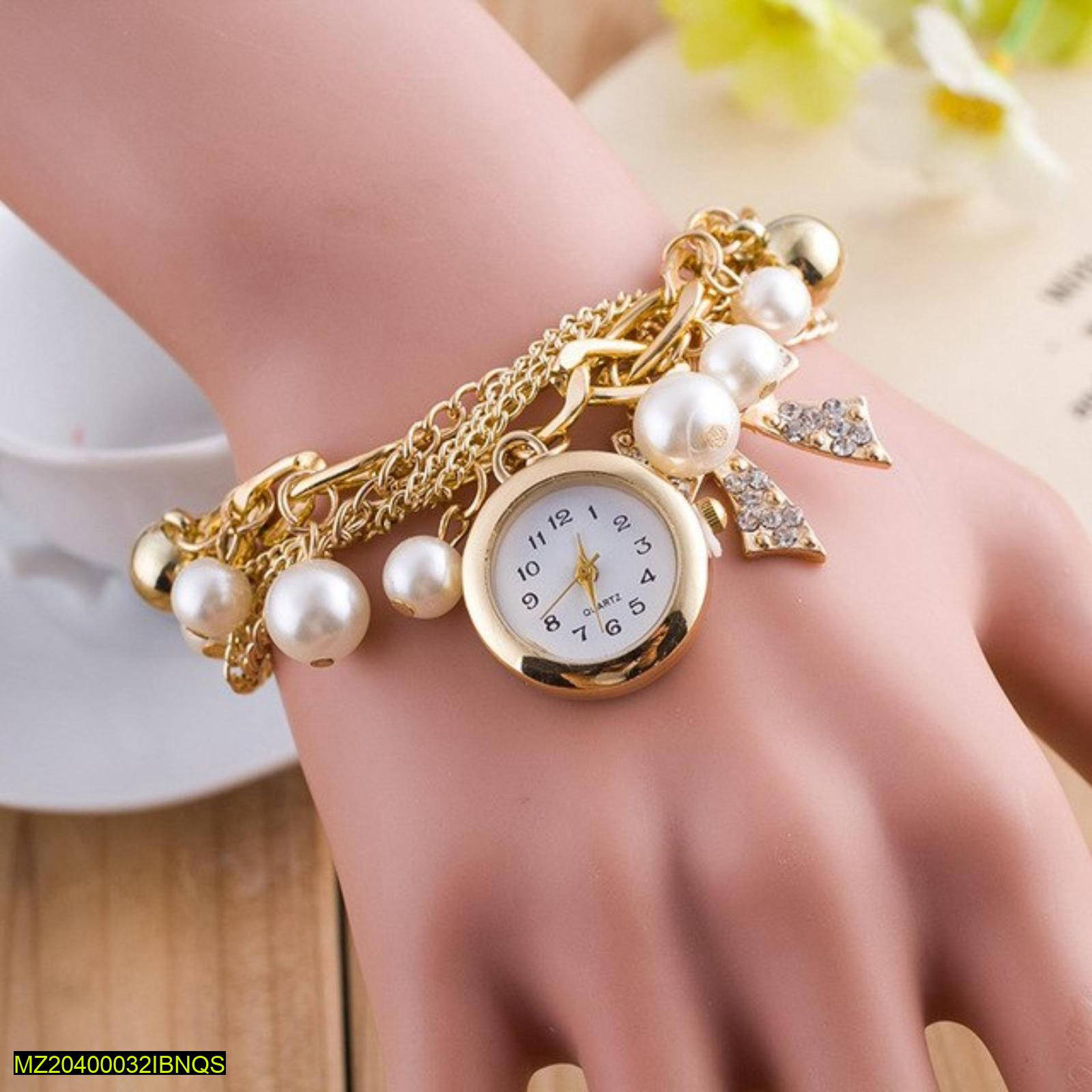 Pearl bracelet watch for girls WhatsApp #03007324442 by Qasim Qasimali