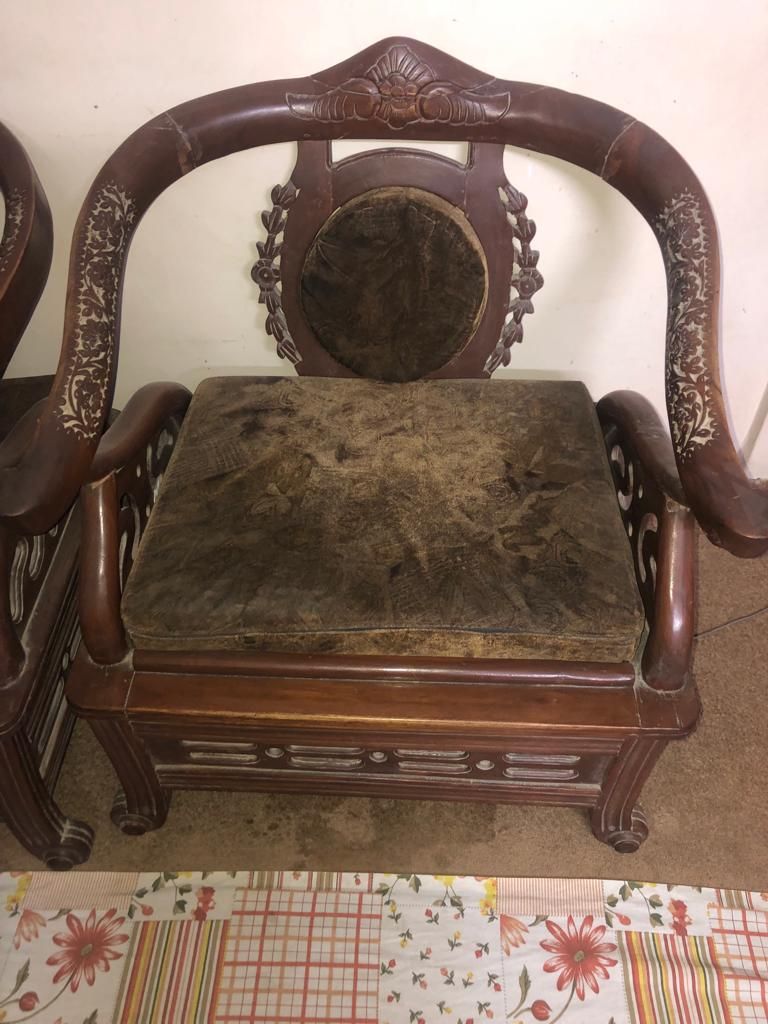 Wood Sofa Set 5 Seater by Shahzeb Yaqoob