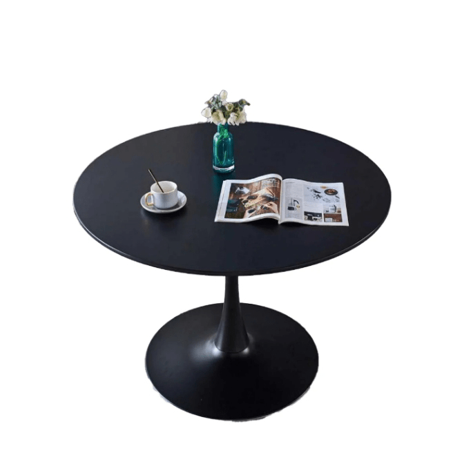 Singal Leg With Round Base Black Wood Coffee Tables, Side Table, For L by Ahad Jain