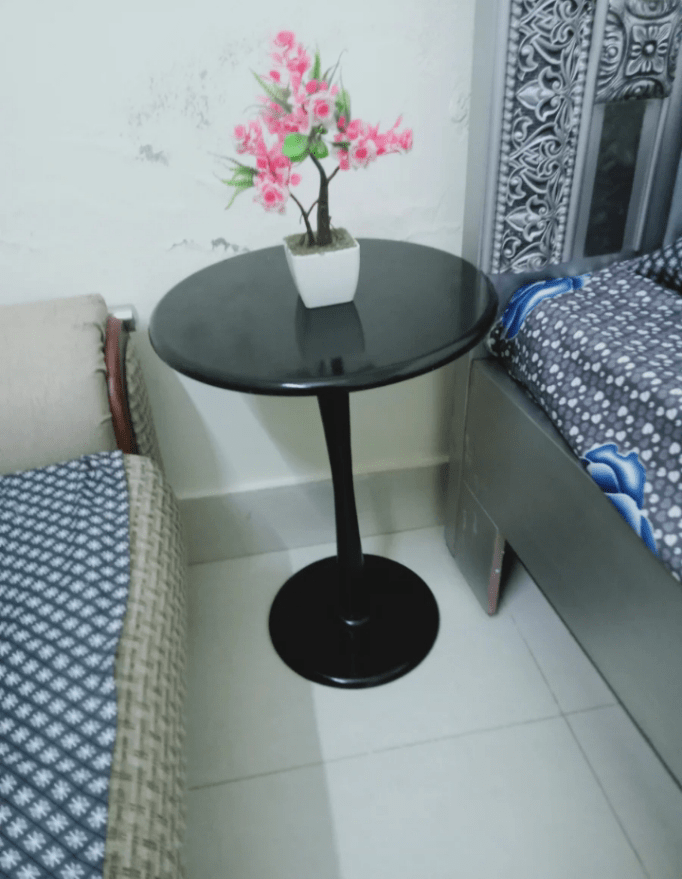 Singal Leg With Round Base Black Wood Coffee Tables, Side Table, For L by Ahad Jain