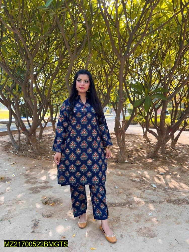 2 pcs women’s stitched linen printed suit by Alishan Saifullah