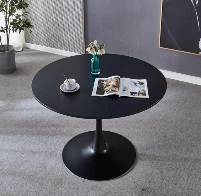 Singal Leg With Round Base Black Wood Coffee Tables, Side Table, For L by Ahad Jain