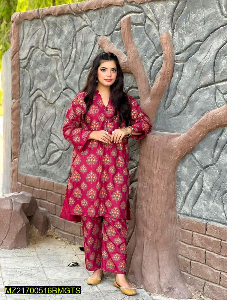 2 pcs women’s stitched linen printed suit by Alishan Saifullah