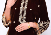 Women’s stitched velvet embroidered shirt by Muhammad Afaq
