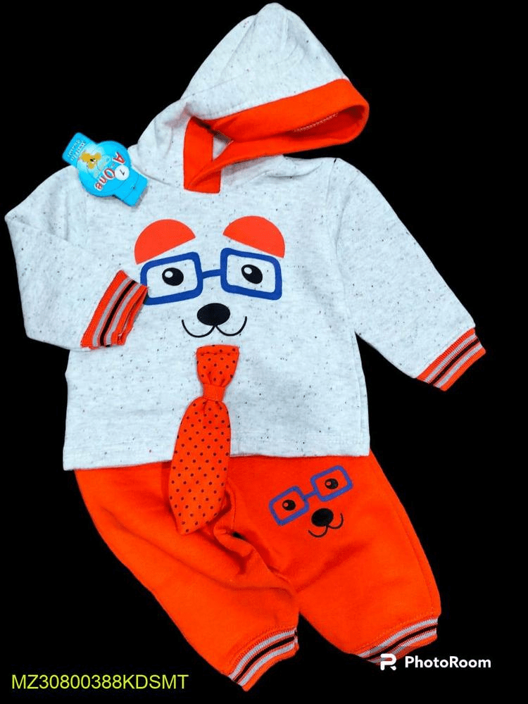 2 PCs baby boy stiched fleece printed suit by Hooriya Baloch