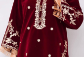 Women’s stitched velvet embroidered shirt by Muhammad Afaq