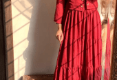 2 Pc Stitched Linen Plain Maxi by Rana Mazhar