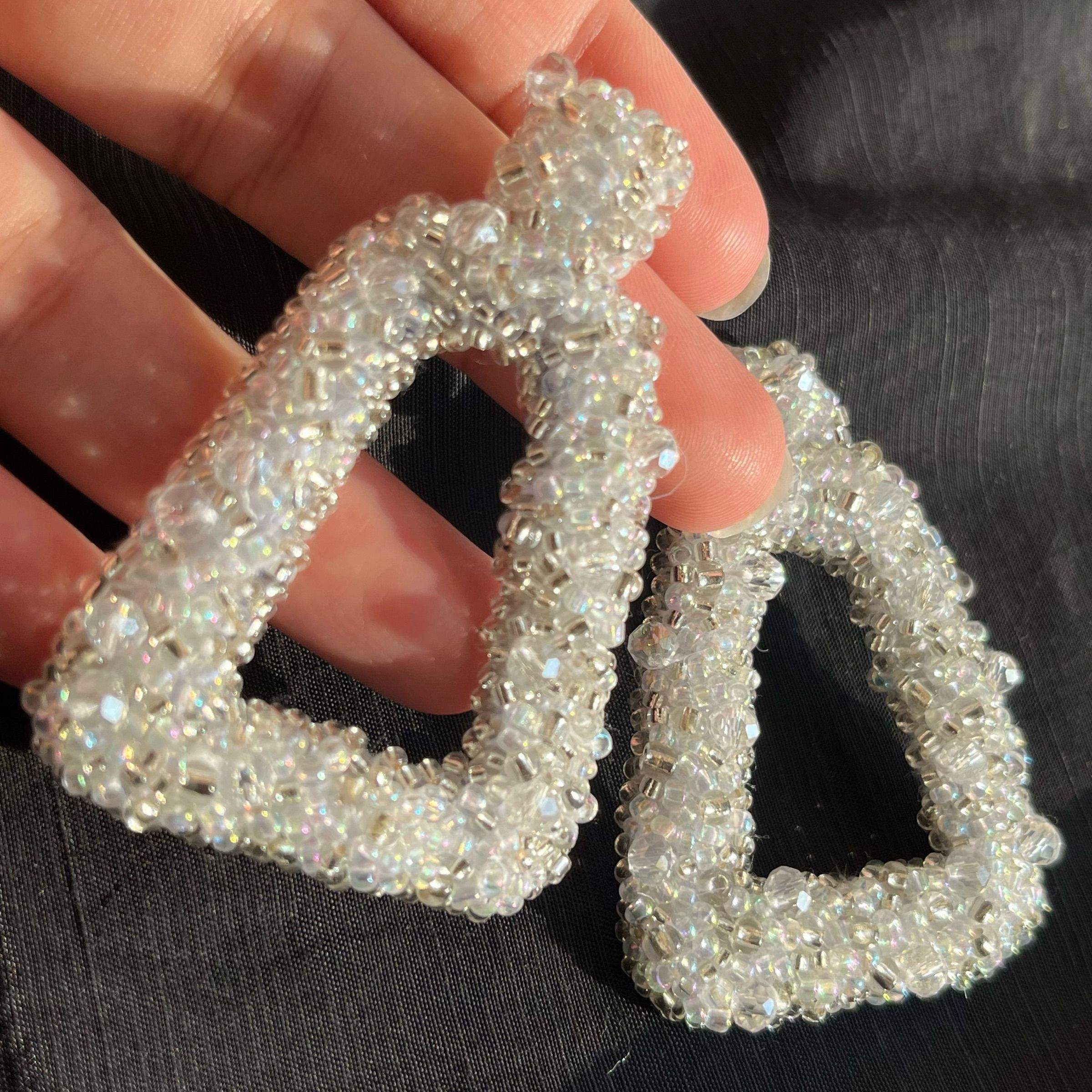 White and Red beaded earrings by Zarwish Javid