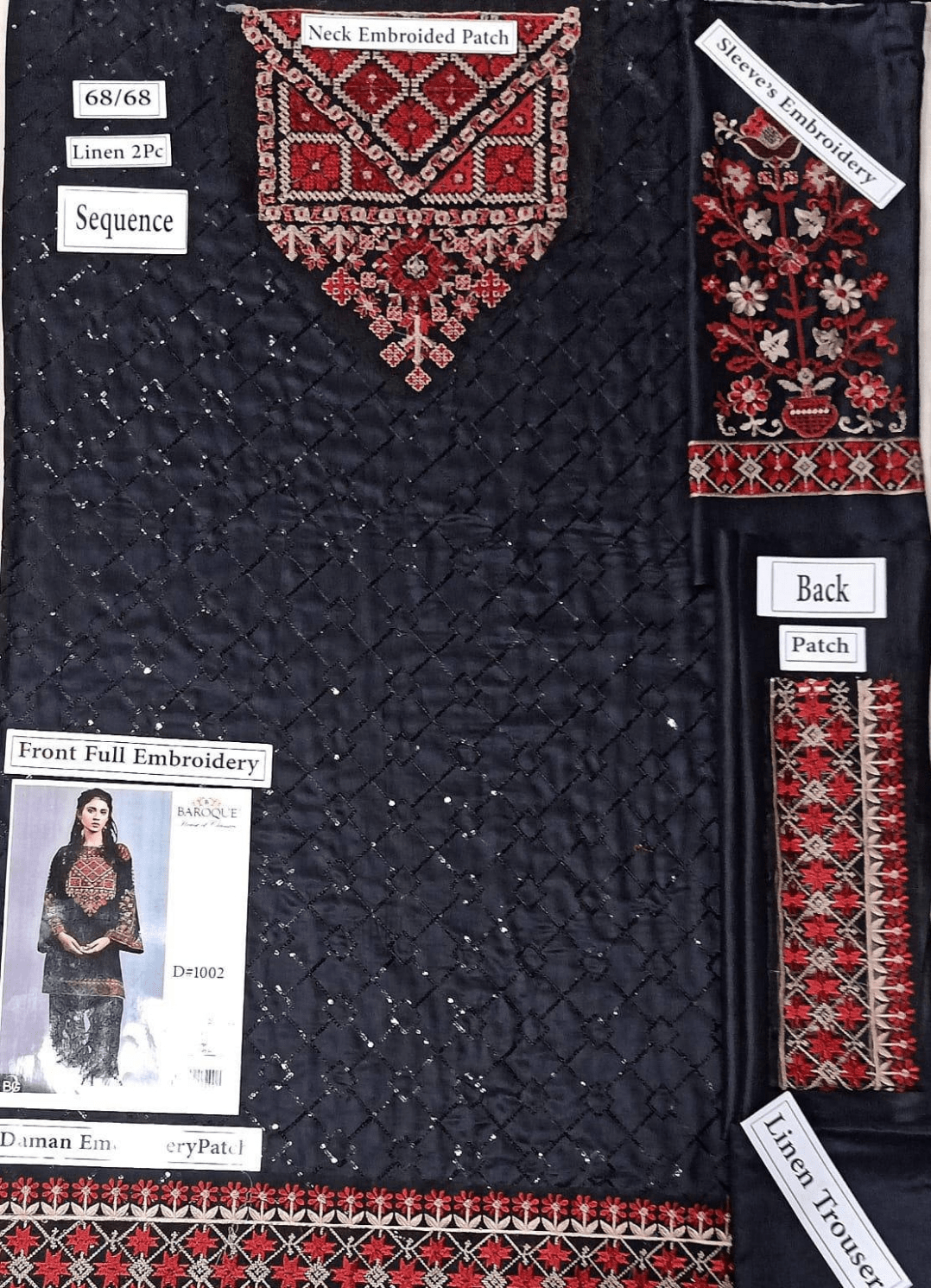 2 PCs Women’s Stitched Linen Embroidered Suit by Waleed Hassan