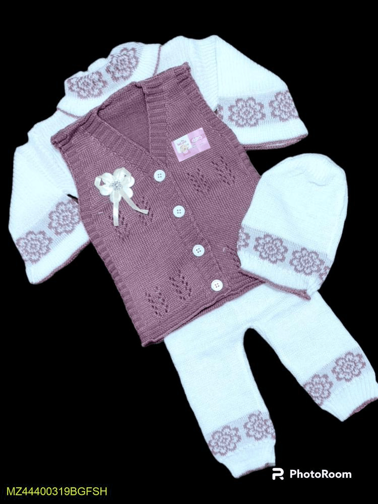 4 PCs baby girl stiched wool suit by Hooriya Baloch