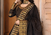 3 PCs Woman Stitches Katan Silk Embroidered Maxi by Hanan Shafique