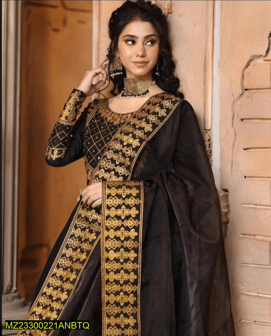 3 PCs Woman Stitches Katan Silk Embroidered Maxi by Hanan Shafique