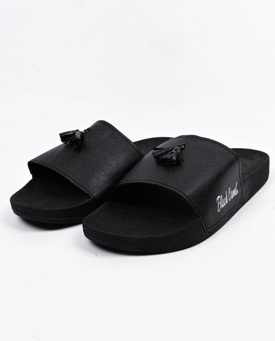 Black Camel Tessel Slide Slipper For Men by Waleed Hassan