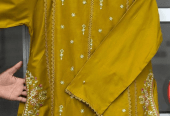 2 Pcs Woman,s Stitched linen Embroidered Suit by Usman Ali