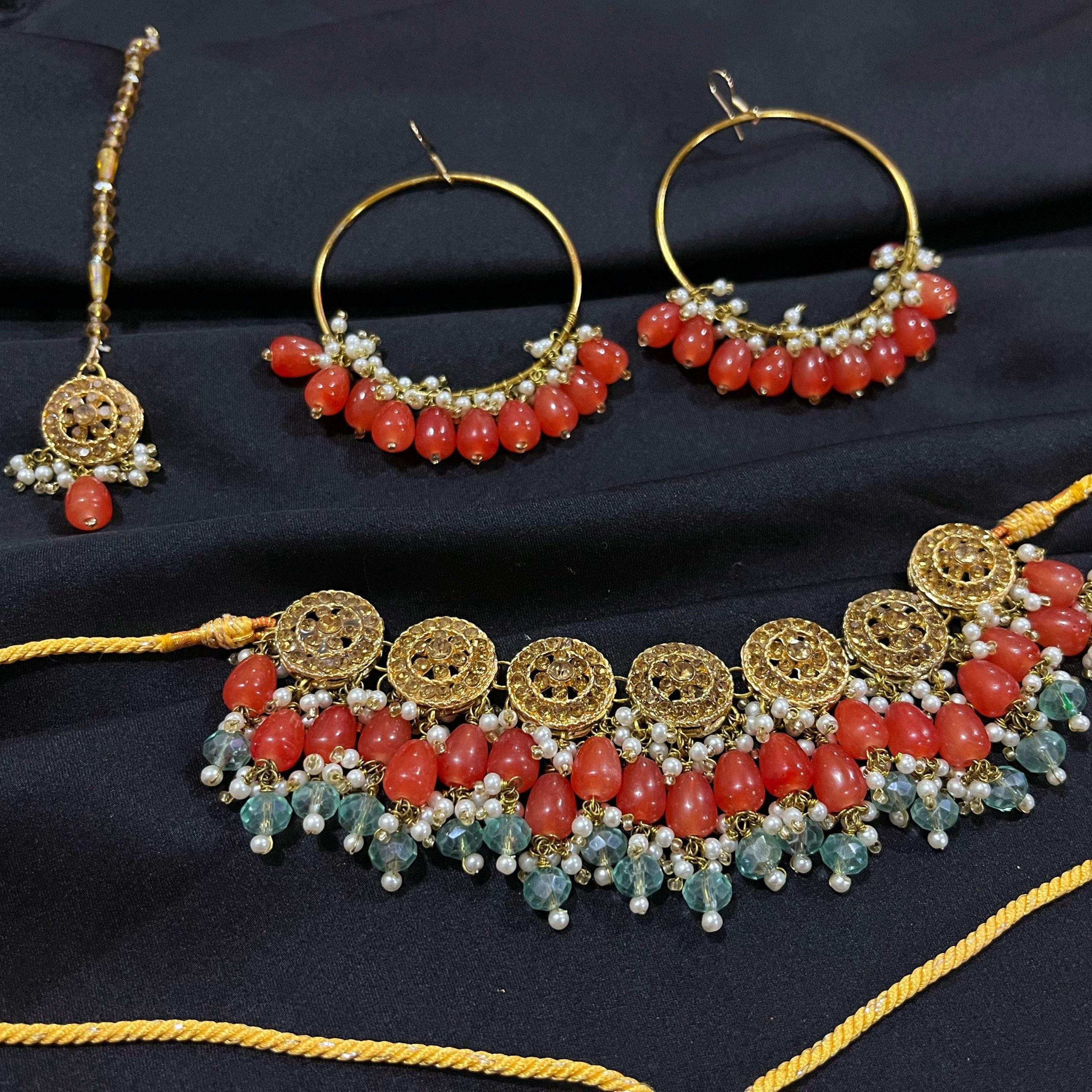 Orange and frozi golden set by Zarwish Javid