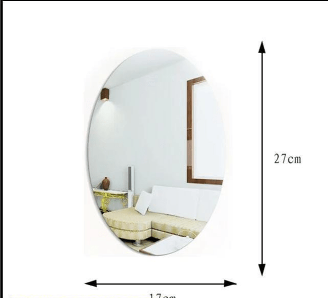 Oval shaped wall mirror sticker,silver by M. Bilal