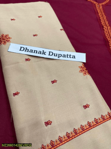  3 Pcs Women Unstitched Dhanak Embroidered Suit … Free home delivery by Muhammad Maqbool