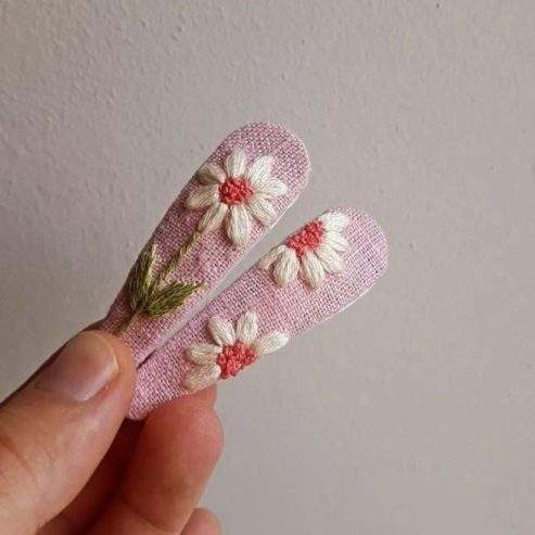 Pink embroidered Hair Pin by Zarwish Javid