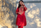 2 PCs women’s khaadi Embroidered suit by Hooriya Baloch