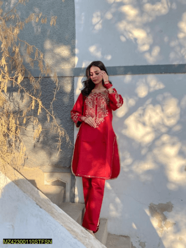 2 PCs women’s khaadi Embroidered suit by Hooriya Baloch