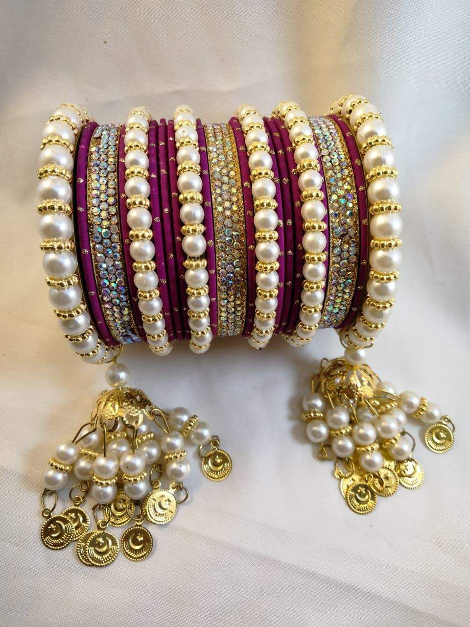 *White Pearls Bangles Set* by muskan khan